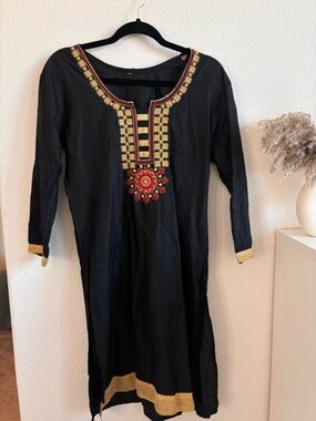 Black Embroidered traditional dress/long top